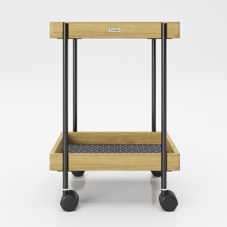 Приставной столик «Нэнси» (Nancy) на колесах с двумя полками с отделкой из бамбука