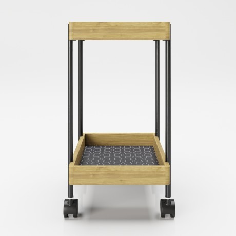 Приставной столик «Нэнси» (Nancy) на колесах с двумя полками с отделкой из бамбука