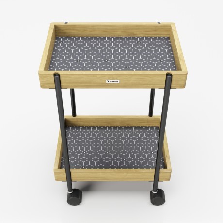 Приставной столик «Нэнси» (Nancy) на колесах с двумя полками с отделкой из бамбука