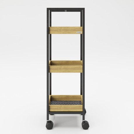 Приставной столик «Нэнси» (Nancy) на колесах с тремя полками с отделкой из бамбука