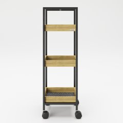 Приставной столик «Нэнси» (Nancy) на колесах с тремя полками с отделкой из бамбука