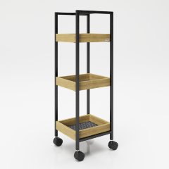 Приставной столик «Нэнси» (Nancy) на колесах с тремя полками с отделкой из бамбука