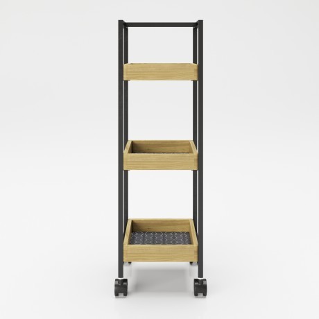 Приставной столик «Нэнси» (Nancy) на колесах с тремя полками с отделкой из бамбука