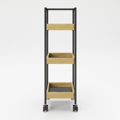 Приставной столик «Нэнси» (Nancy) на колесах с тремя полками с отделкой из бамбука