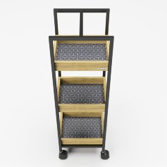 Приставной столик «Нэнси» (Nancy) на колесах с тремя полками с отделкой из бамбука