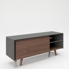 Тумба под телевизор с откидной дверцей, двумя полками и светодиодной подсветкой «Виктория» (Victoria)