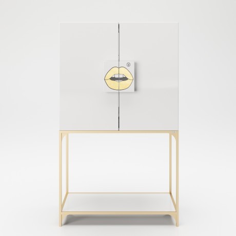 Барный шкаф с двумя дверцами, LED-подсветкой и зеркалом «Брэнди» (Brandi)