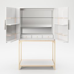 Барный шкаф с двумя дверцами, LED-подсветкой и зеркалом «Брэнди» (Brandi)