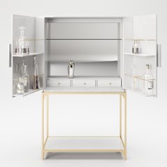 Барный шкаф с двумя дверцами, LED-подсветкой и зеркалом «Брэнди» (Brandi)