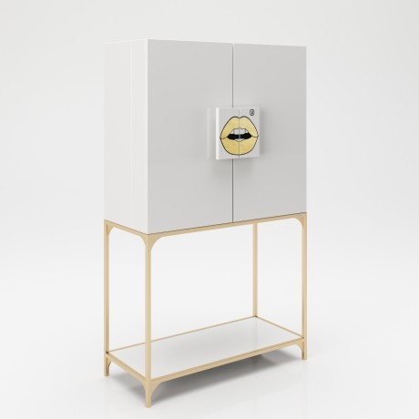 Барный шкаф с двумя дверцами, LED-подсветкой и зеркалом «Брэнди» (Brandi)