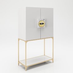 Барный шкаф с двумя дверцами, LED-подсветкой и зеркалом «Брэнди» (Brandi)