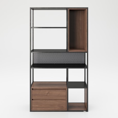 Шкаф-стеллаж с 7 открытыми отделениями и 2 выдвижными ящиками «Брук» (Brooke)