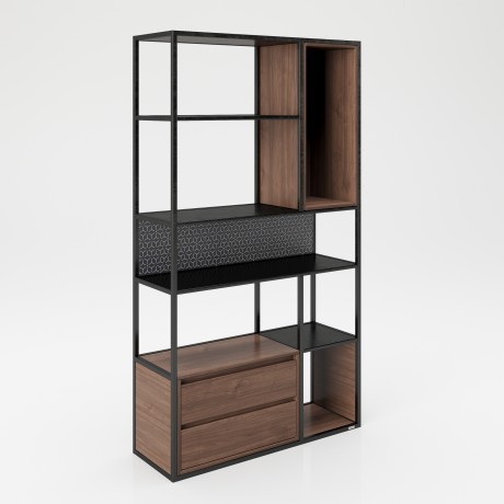 Шкаф-стеллаж с 7 открытыми отделениями и 2 выдвижными ящиками «Брук» (Brooke)