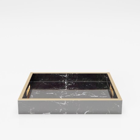 Поднос «Глория» (Gloria)  с ручками, расцветка под мрамор, комплект из двух штук