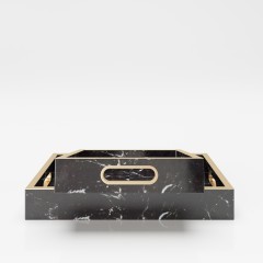 Поднос «Глория» (Gloria)  с ручками, расцветка под мрамор, комплект из двух штук