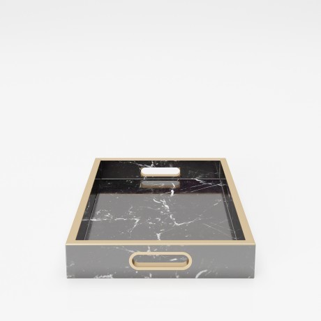 Поднос «Глория» (Gloria)  с ручками, расцветка под мрамор, комплект из двух штук