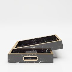 Поднос «Глория» (Gloria)  с ручками, расцветка под мрамор, комплект из двух штук