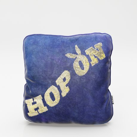 Декоративная подушка бархатная «Эллен» (Ellen) с надписью пайетками «Hop on»