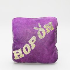 Декоративная подушка бархатная «Эллен» (Ellen) с надписью пайетками «Hop on»