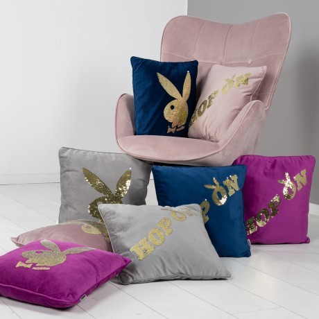 Декоративная подушка бархатная «Эллен» (Ellen) с надписью пайетками «Hop on»